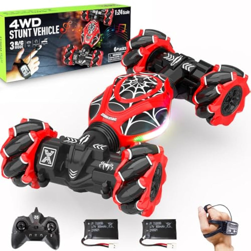 Spider Rc Cars Toys With Body Tires Lights, 2.4Ghz Gesture Hand Control Car One-Button Deformation, Fast 360°Rotation Toys Birthday Gifts For 7 8 9 10 Year Old Boys Age 6-12