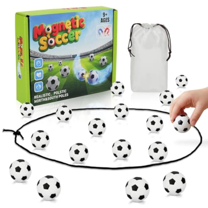 Soccer Magnetic Game with String and 20 Football-Shaped Stones for Family Fun