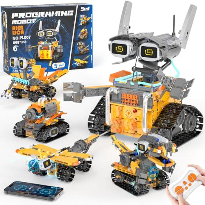5In1 Stem Robot Building Kits For Kids 6-12, App & Remote Control Stem Dinosaur Tank Robot Building Toys For Kids, 899Pcs Diy Science Building Sets, Erector Sets For Boys Girls Birthday Xmas Gifts