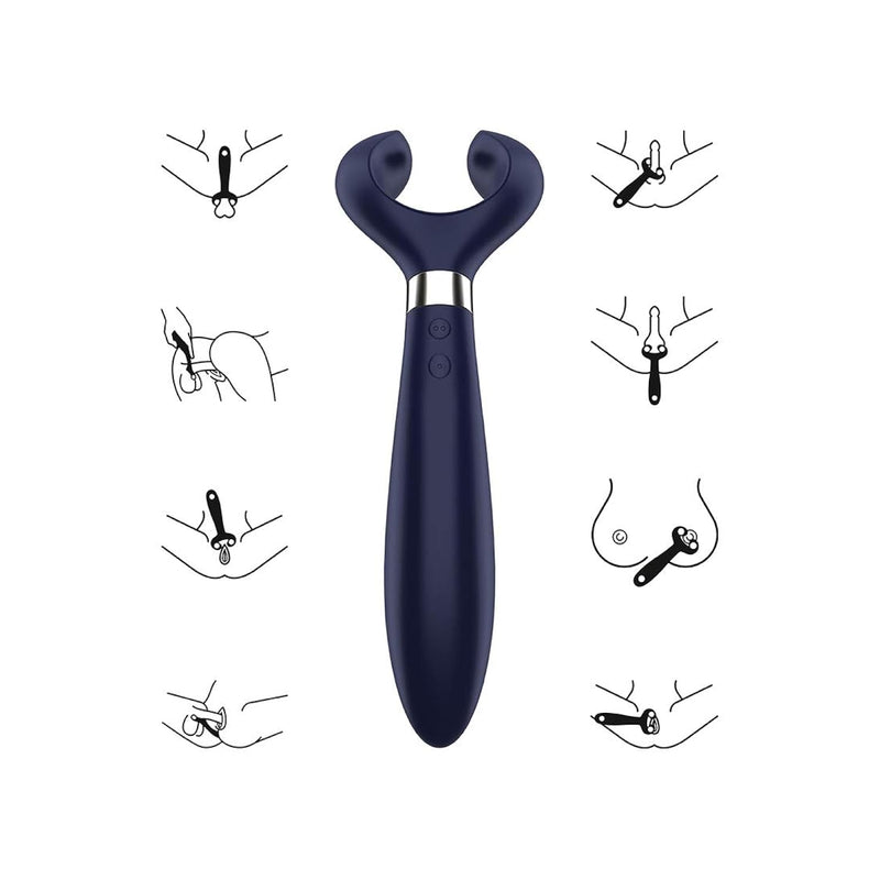 Multifun 3 Multi-Use Vibrator For Singles & Couples - Clitoral And G-Spot, Male & Female Stimulation, Waterproof, Rechargeable - 33+ Use Applications (Blue)
