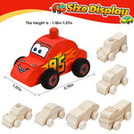 12 Pcs Unfinished Wooden Cars to Paint, DIY Craft Toys for Kids Ages 3-5