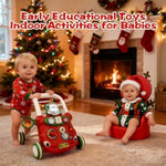 Christmas Baby Walker Toys Set,Christmas Baby Walker & Baby Head Protector Backpack,Push Walker For Boys & Girls Learning To Walk,Sit To Stand Early Educational Toys, For Toddler