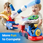 Kids Launching Truck Toys For Boys Ages 3-5, Toddler Track Toy, 4 Mini Diecast Race Cars, Balls Shooting Game, Large Light Sound Carrier Train, Birthday Gifts For 4-6 7 8 9 Yrs Old Child