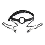 Bdsm Mouth Gag With Nipple Clamps, Adjustable Open Mouth O Ring Gag With Nipple Clamps Chain For Woman Ladies Adult Bondage Restraints Sex Play, Erotic Sex Toy For Couples Fetish Flirt Slave Roleplay