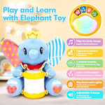 Stuffed Elephant Musical Toys For Baby 6-12 Months+, Early Learning Light Up Music Drum, Perfect Christmas Birthday Gifts For Boy & Girl Age 1, 2 Years Old
