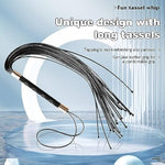 Sm Leather Sm Leather Restraint Bondage Sex Role Play Training Whip Flriting Frosted Handle Teaser Whip For Bdsm Role Play Sex Toy For Couple With Black Tassels Gold Metal Accessories