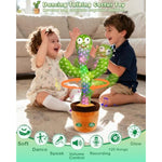 Talking Dancing Cactus Toy For Baby, Repeats What You Say & Recording, 120 Songs Interactive Musical Toy With Volume Control, Light Up Tummy Time Infant Toys For 6 12 Months, 1 Year Old Gifts