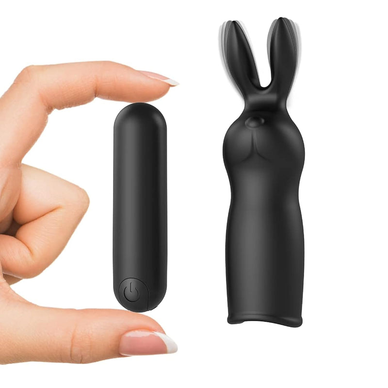 Rabbit Bullet Vibrator With 10 Powerful Vibration,Personal Massager For Clitoral Stimulation,Discreet Rechargeable,G-Spot Stimulator,Waterproof,Small,Silicone Adult Sex Toys For Women… (Black)