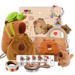 Capybara Plush Gifts For Girls 4 5 6 7 8 9 10+ Years Old, Kids Cute Capybara Toys With Stuffed Animal/Keychain/Bag/Bath Towel/Hair Pins/Bracelet/Headband, Christmas Birthday Plush Toys Set