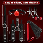 Bondage Neck To Wrist Restraints Sex Toys, Bdsm Couple Handcuffs Collar Adjustable With Nipple Clamps Ball Gag Sex Whip, Sex Bondage Set Adult Toys For Couples