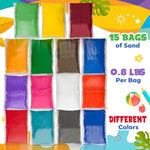 15 Color Sand Art Set, 12 lb Non-Toxic Craft Sand for Kids Ages 3+