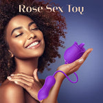 Sex Toy Dildo Vibrator For Women - 3 In1 Rose Sex Toys Tongue Licking Thrusting G Spot Vibrators With 9 Modes, Adult Sex Toys Games, Clit Stimulator Anal Double-Ended Dildos For Couples