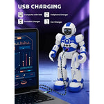 Robot Toys For Kids,Programmable Remote Control Smart Walking Dancing Robot Toy With Gesture & Sensing For Age 4 5 6 7 8 9 10 Year Old Boys For Birthday Present