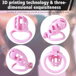 Chastity Cage Cock Cage, Male Chastity Device With 4 Sizes Of Rings, 3D Printed Lightweight Resin Male Chastity Cage Hidden Lock Penis Cage Bondage Gear & Accessories Abstinence And Exercise Pink