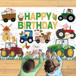 Giant Farm Tractor Coloring Poster, 43.3 x 29.5 Inch Farm Animal Coloring Tablecloth