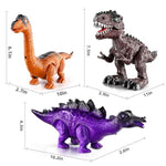 3 Pack Electric Realistic Dinosaur Toys With Simulated Sound ? Light For Boys Kids Aged 3 4 5 Years Old - Perfect Jurassic Tyrannosaurus Rex Gift For Christmas And Birthday