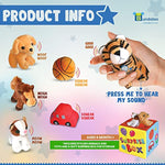 Surprise Mystery Box With 8 Premium Plush Toys - Soft Sensory Playset With Press To Hear Sounds, Various Plush, Stuffed Animals, Vehicles, Balls For Babies & Toddlers
