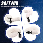 Fox Tail Silicone Anal Plugs Anal Vibrator Plugs Stimulato Role Play With 10 Powerful Vibration & 3 Rotation Modes, Wearable Adult Sex Vibrators Toys For Women Cosplayer Couple & Games (White)