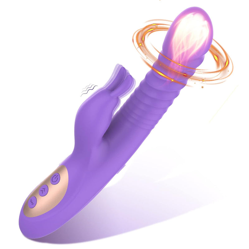 Rabbit Vibrator For Women Thrusting Rotating Dildo Heating, G Spot Clitoral Stimulator Adult Sex Toys For Women Couples, Soft Silicone Waterproof