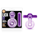 Blush Play With Me Lick It - Vibrating Double Strap Penis Ring With Clit Licking Tongue Stimulator, Soft Stretchy Cock Ring W/Bullet Vibe Love Zone Tickler, Ipx7 - Adult Sex Toy For Couples -(Purple)