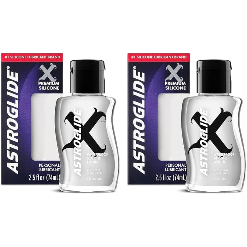 Astroglide X Silicone Based Sex Lube (2.5 oz.) | Waterproof & Long-Lasting Premium Personal Lubricant | Not Made with Parabens or Glycerin | Intimate Lube for Couples, Men and Women (Pack of 2)