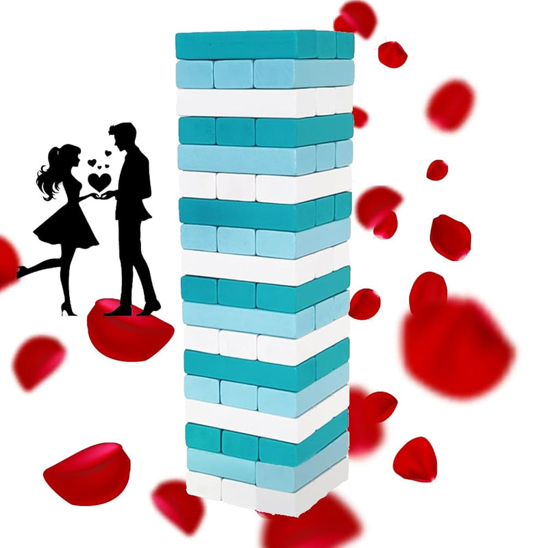 Spanish 54Pcs Blocks Game For Adult | Couple Wooden Tumbling Stacking | Date Night Tower Board For Lover | Valentine'S Gifts