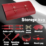 Sex Restraints 9 Pcs Bdsm Kit With Storage Bag Adjustable Handcuffs Ankle Cuffs Collar Blindfold Spanking Paddle Mouth Gag Cross Strap Bondage Accessories Gear For Sm Toys Games Men Women Couples