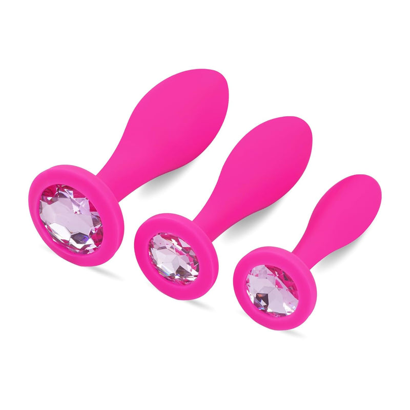Anal Plug Anal Sex Toys,3Pcs Jeweled Anal Plugs Silicone Anal Toys Anal Training Kit Adult Sex Toys Games Butt Plug,Personal Sex Toy For Adult Women,Men And Couples (Pink)