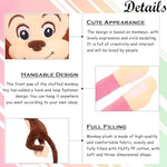 2Pcs 27.6" Hanging Monkey Stuffed Animals Plush Cute Monkey Toy For Kids (Dark Brown+Pink)