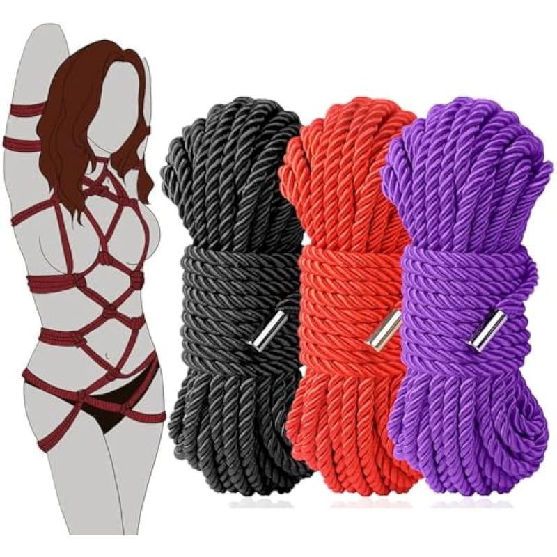 Bdsm Bondage Shibari Sex Rope - Bdsm Beginner Set Kit Adult Fetish Bondage Restraints Set Sex Toys For Women, Men & Couples, 32 Feet 8Mm (3 Cloors)