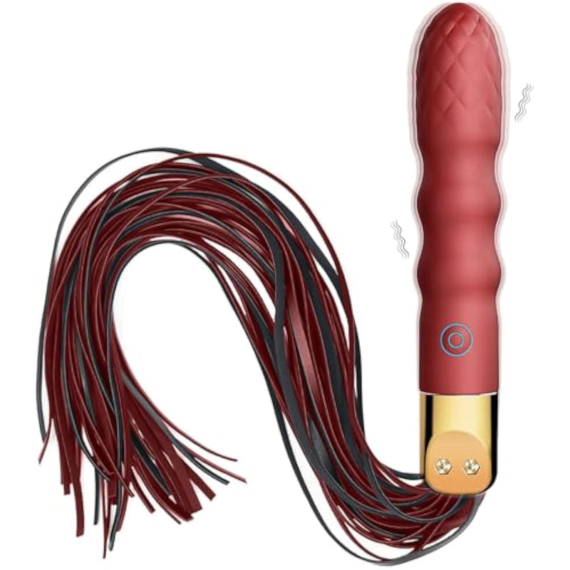 Leather Sex Whip Spanking Flogger With Anal Vibrator 10 Vibrating Modes G Spot Massage Multifunction Pleasure Wands For Fetish Sm Restraint Bondage Role Play