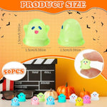 50 Pcs Glow-in-the-Dark Mini Ghost Figurines for Halloween Crafts & Decorations