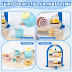 Wooden Tea Sets For Toddlers 3-5, Princess Tea Party Set For Little Girls With Cupcake Stand And Food Accessories, Pretend Play Educational Toys For 3 4 5 6 Year Old Girl And Boy Birthday Gift
