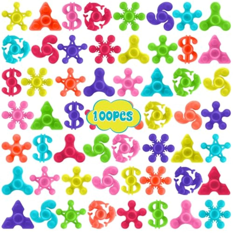 100Pcs Bulk-Mini Finger Fidget Spinner Toys, Stress Relief Sensory Toys For Kids Teens Adults, Birthday Party Favors Gifts Christmas Stocking Classroom Prizes Supplies Valentine'S Day Gifts