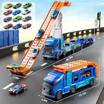 Truck Toys Car Track Set For 3 4 5 6 Years Old Boys, Carrier Truck Transporter Car Race Track With 12 Die-Cast Racing Car Toys, Birthday Gifts For Toddlers Kids Girls Age 3 4 5 6 7 8