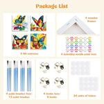 4 Pack Colorful Butterflies Framed Canvas Paint by Numbers Kit for Kids and Adults