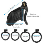 Chastity Device Cock Cage-Upgraded New Material?Light Nylon Resin?Large Male Chastity Lock With 4 Removable Rings For Penis Exercise And Adult Games Sex Toy For Men | Black