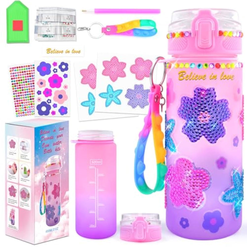 Decorate Your Own Water Bottle Kits for Girls Age 4-12 Flower
