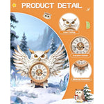3D Wooden Puzzle Kit for Adults - Snowy Owl Design Clock Model with Pendulum