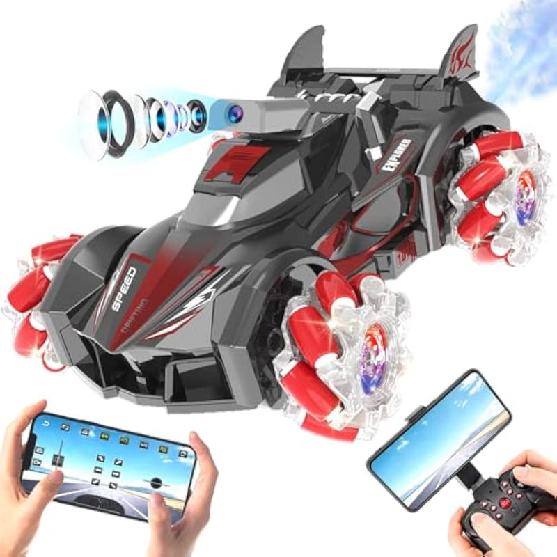 Rc Car With Camera For Kids, Remote Control 360° Rotating High Speed Stunt Vehicle Toy For Boys And Girls, Rechargeable Racing Drift Cars With Flashing Lights And Dynamic Sound For Adults