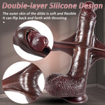 Realistic Movable Foreskin Dildos Sex Toy, 10.63 Inch Dual Layer Big Silicone Dildo Penis With Strong Suction Cup For Vaginal Or Anal Play, Soft Lifelike Huge Anal Dildo Adult Toy For Women/Men