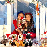 6 Pieces 11.8 Inch Christmas Stuffed Animal Christmas Plush Monkey Giraffe Elephant Lion Tiger Zebra For Kids, Safari Party Decorations