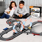 Slot Car Race Track 1:43 Scale For Kids Led Tracks Electric Powered Dual Racing 4 Cars With Headlights Toy Big Track Sets Gift For Boys Children 6+ Years Old