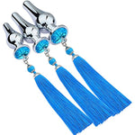 Stainless Steel Anal Plug Butt Plug Tassels Trainer Set With A Pair Of Nipple Clips Anal Massager Sex Toy For Men Women Unisex Gay(M,Yellow)