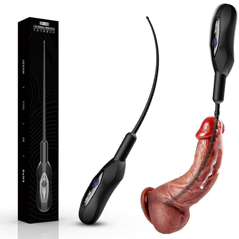 5.9" Male Vibrating Urethral Sounds Silicone Catheter Stretching Vibrator With 10 Vibration Modes Horse Eye Stimulation Stretcher Rods Penis Plug For Men Masturbation Glans Training (Smooth)