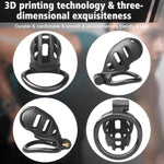 Chastity Cage Cock Cage, Male Chastity Device With 4 Sizes Of Rings, 3D Printed Lightweight Resin Male Chastity Cage Hidden Lock Penis Cage Bondage Gear & Accessories Abstinence And Exercise Black