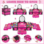 99 Pcs Kids Makeup Kit For Girls, Princess Toys Real Washable Cosmetics Set With Mirror, Hair Ties, Nails, Rings, Earrings, Necklace, Perfect For 3 4 5 6 7 8 Year Old Girls Birthday