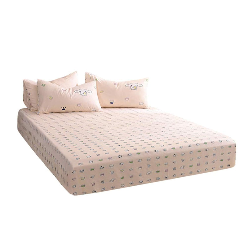 Cute Puppy Bedding Super Soft Fitted Sheet Queen 1 Pieces 100% Cotton Pink Car