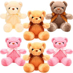 6 Pcs Bear Stuffed Animal Bulk Baby Shower Bear Plush Toys Soft Cute Sleeping And Playing Decorations For Kids Back To School Gift Baby Shower Birthday Party Favor(Beige, Brown, Pink)