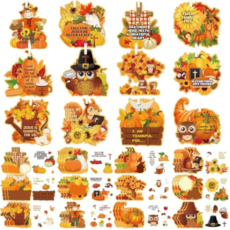 36 Pcs Fall Thanksgiving Religious Crafts Autumn Harvest Pumpkin Decorations Kit
